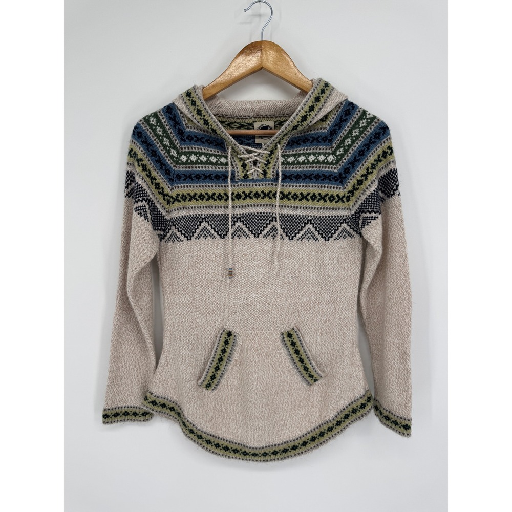 Artesania Chachani Hooded Sweater Women S Alpaca Blend Fair Isle Knit Hoodie Ski